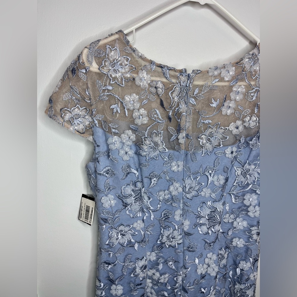Alex Evenings Blue Lace Floral Sheath Dress - Picture 11 of 14